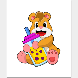 Hamster with Baby bottle Juice Posters and Art